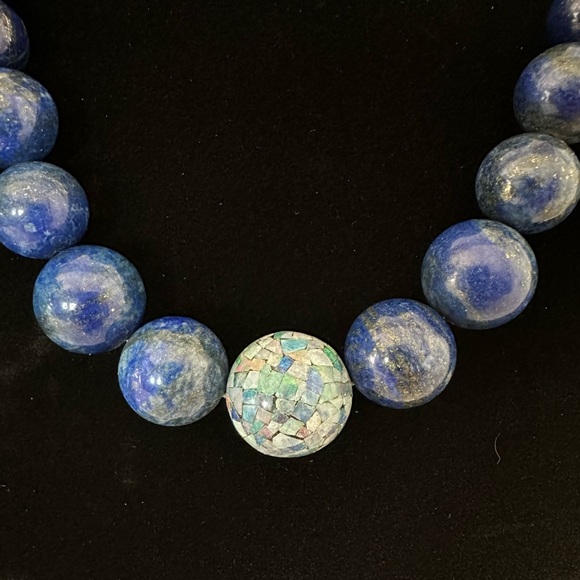 Jay King Lapis Lazuli and Micro Opal Necklace with Sterling Silver Clasp. - Picture 2 of 6